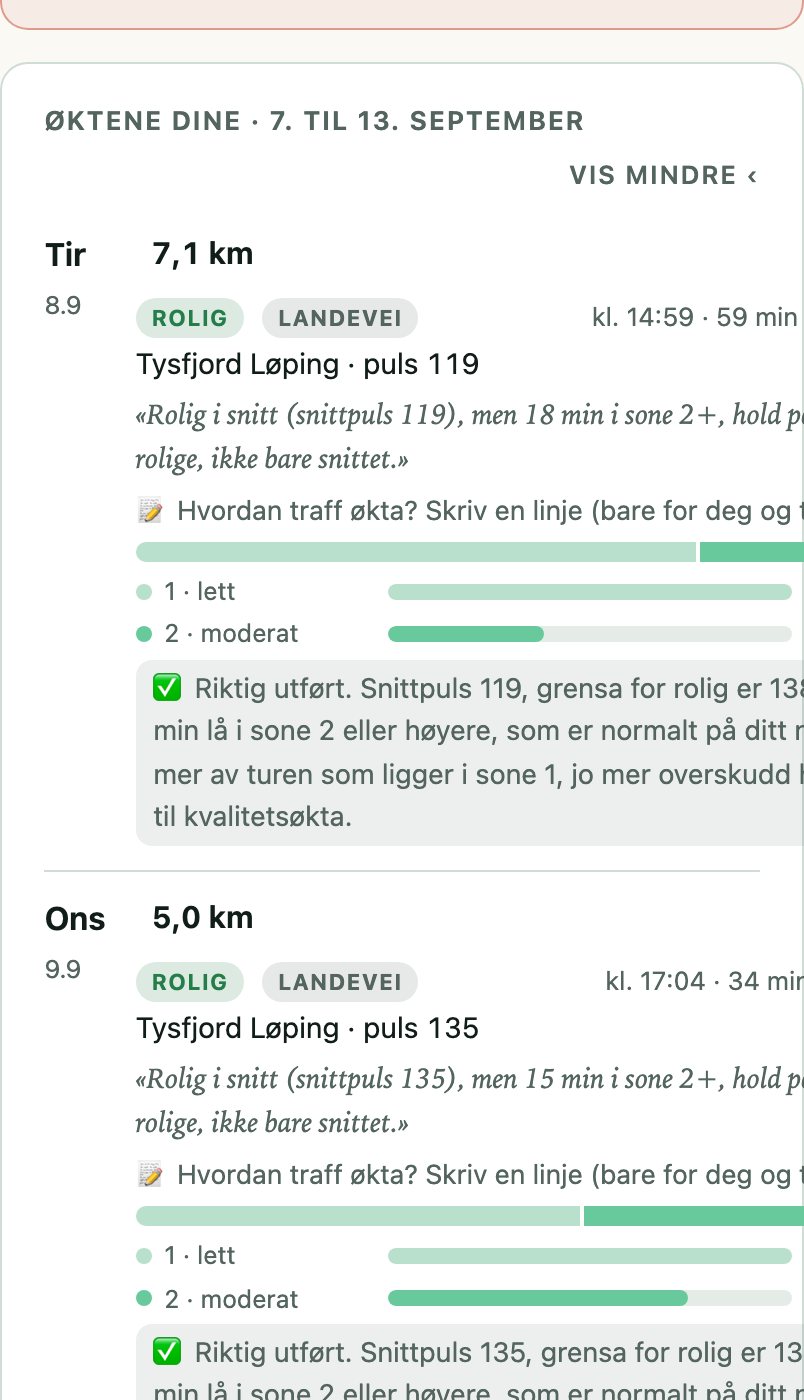 A run read by Treni: easy road run, heart rate, how it landed and what you did right